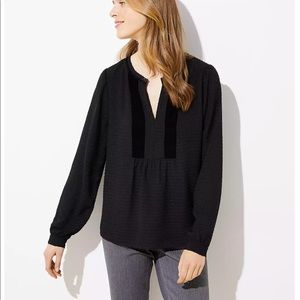 LOFT textured blouse with velvet detail. EUC